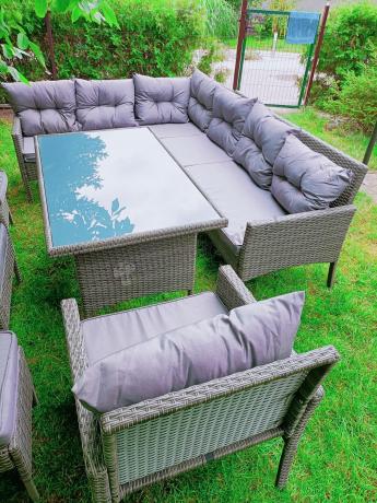 Meble ogrodowe narożne z technorattanu Perata Corner Plus Dark Grey