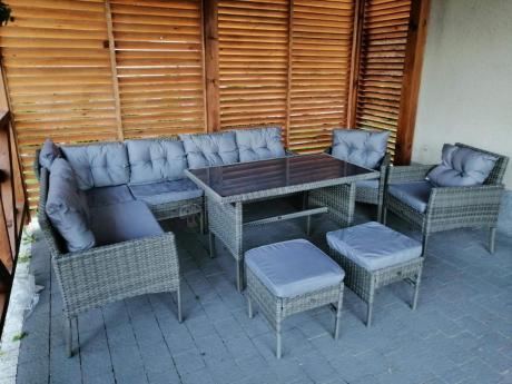 Meble ogrodowe narożne z technorattanu Perata Corner Plus Dark Grey