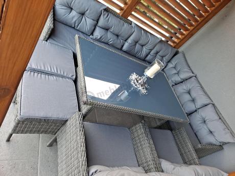 Meble ogrodowe narożne z technorattanu Perata Corner Plus Dark Grey