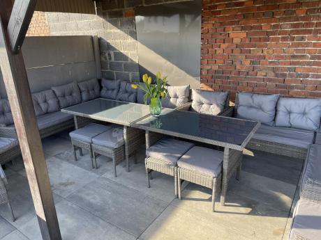 Meble ogrodowe narożne z technorattanu Perata Corner Plus Dark Grey