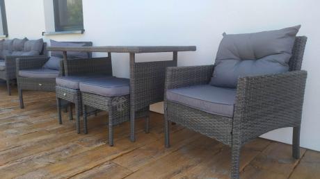 Meble ogrodowe narożne z technorattanu Perata Corner Plus Dark Grey