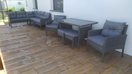 Meble ogrodowe narożne z technorattanu Perata Corner Plus Dark Grey