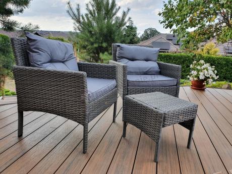 Meble ogrodowe narożne z technorattanu Perata Corner Plus Dark Grey