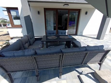 Meble ogrodowe narożne z technorattanu Perata Corner Plus Dark Grey