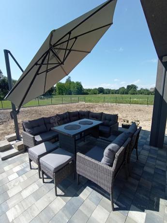 Meble ogrodowe narożne z technorattanu Perata Corner Plus Dark Grey