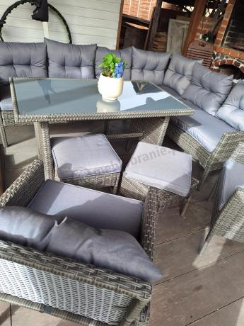 Meble ogrodowe narożne z technorattanu Perata Corner Plus Dark Grey