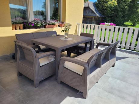 Meble ogrodowe obiadowe Corfu Fiesta Max Cappuccino