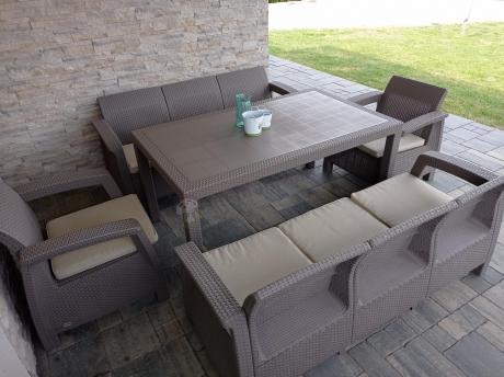 Meble ogrodowe obiadowe Corfu Fiesta Max Cappuccino