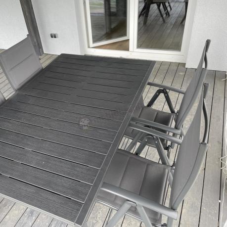 Meble ogrodowe obiadowe dla 8 osób Kantara ze stołem 160-240 cm i składanymi krzesłami
