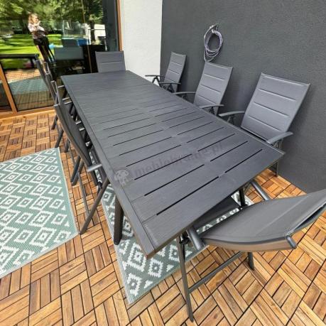 Meble ogrodowe obiadowe dla 8 osób Kantara ze stołem 160-240 cm i składanymi krzesłami