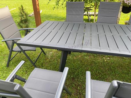 Meble ogrodowe obiadowe dla 8 osób Kantara ze stołem 160-240 cm i składanymi krzesłami