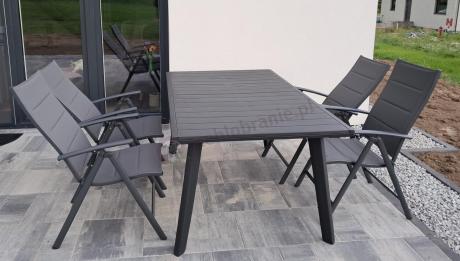 Meble ogrodowe obiadowe dla 8 osób Kantara ze stołem 160-240 cm i składanymi krzesłami