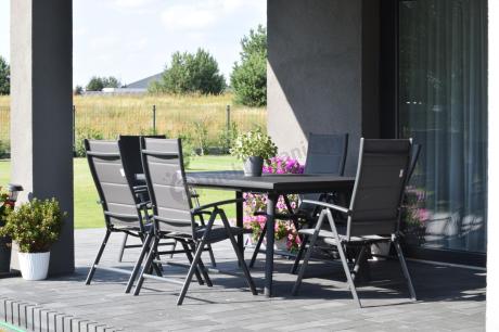 Meble ogrodowe obiadowe dla 8 osób Kantara ze stołem 160-240 cm i składanymi krzesłami
