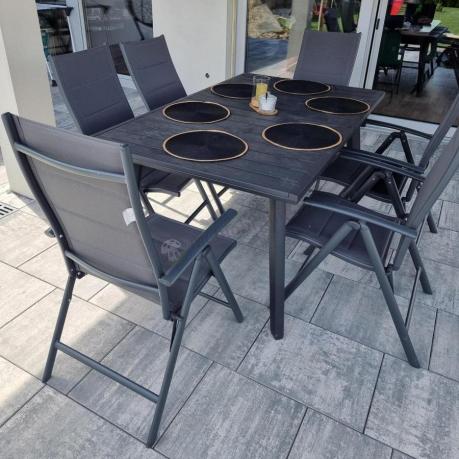 Meble ogrodowe obiadowe dla 8 osób Kantara ze stołem 160-240 cm i składanymi krzesłami
