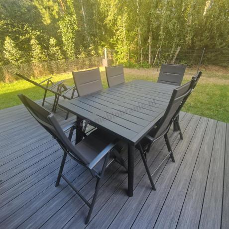Meble ogrodowe obiadowe dla 8 osób Kantara ze stołem 160-240 cm i składanymi krzesłami