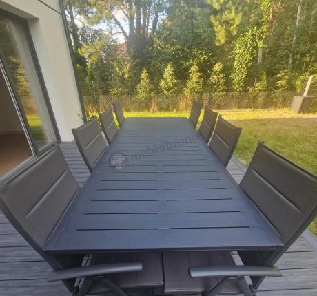 Meble ogrodowe obiadowe dla 8 osób Kantara ze stołem 160-240 cm i składanymi krzesłami