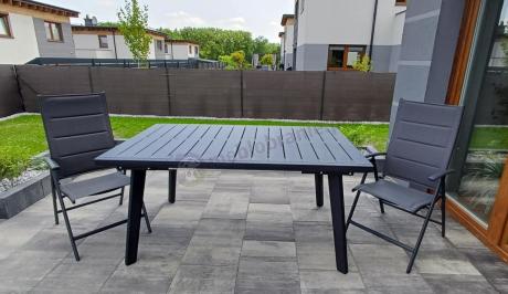 Meble ogrodowe obiadowe dla 8 osób Kantara ze stołem 160-240 cm i składanymi krzesłami