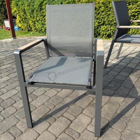 Meble ogrodowe obiadowe ze stołem 180cm + 8 krzeseł Ebra - Antracite