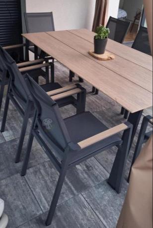 Meble ogrodowe obiadowe ze stołem 180cm + 8 krzeseł Ebra - Antracite