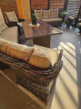 Meble ogrodowe premium technorattan - 2 sofy i duży stół obiadowy Fiorento Brown
