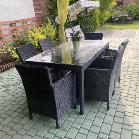 Meble ogrodowe stół 160x90cm i 6 krzeseł Meblobranie TG6 grafit