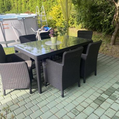 Meble ogrodowe stół 160x90cm i 6 krzeseł Meblobranie TG6 grafit