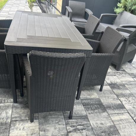 Meble ogrodowe stół 160x90cm i 6 krzeseł Meblobranie TG6 grafit