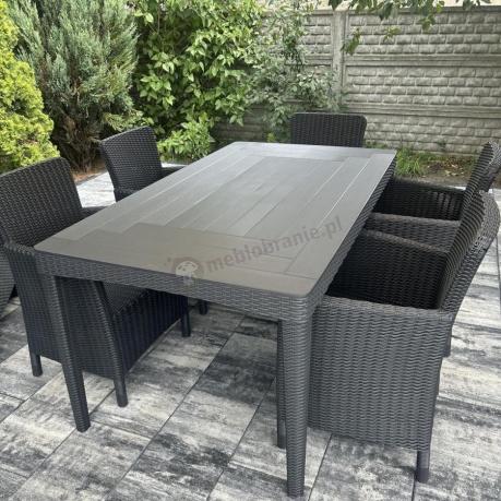 Meble ogrodowe stół 160x90cm i 6 krzeseł Meblobranie TG6 grafit