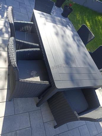 Meble ogrodowe stół 160x90cm i 6 krzeseł Meblobranie TG6 grafit