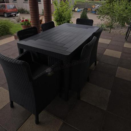Meble ogrodowe stół 160x90cm i 6 krzeseł Meblobranie TG6 grafit