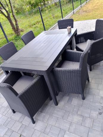 Meble ogrodowe stół 160x90cm i 6 krzeseł Meblobranie TG6 grafit