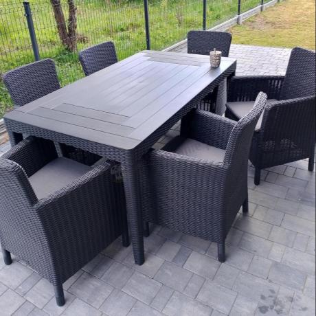 Meble ogrodowe stół 160x90cm i 6 krzeseł Meblobranie TG6 grafit