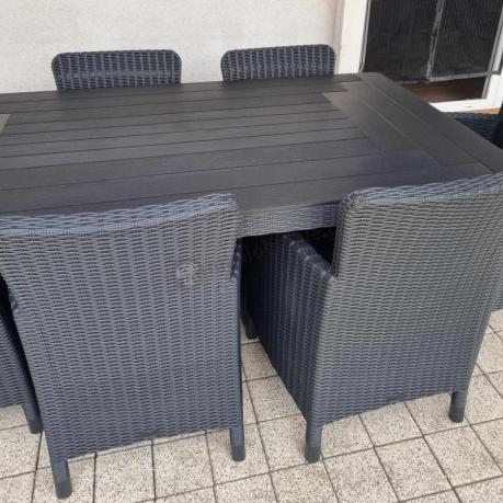 Meble ogrodowe stół 160x90cm i 6 krzeseł Meblobranie TG6 grafit