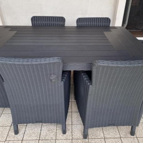 Meble ogrodowe stół 160x90cm i 6 krzeseł Meblobranie TG6 grafit