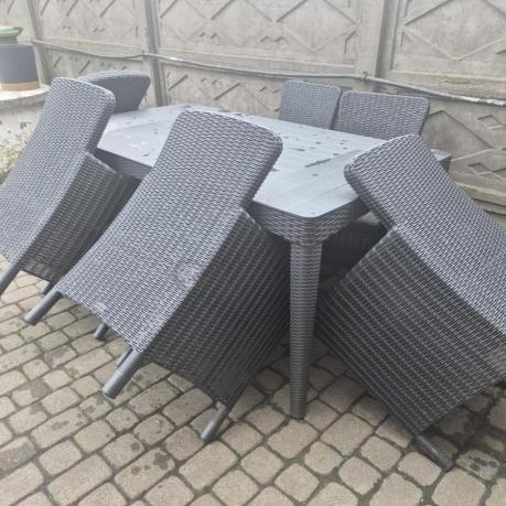 Meble ogrodowe stół 160x90cm i 6 krzeseł Meblobranie TG6 grafit