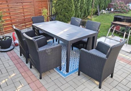 Meble ogrodowe stół 160x90cm i 6 krzeseł Meblobranie TG6 grafit