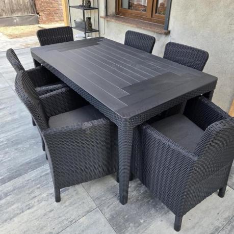 Meble ogrodowe stół 160x90cm i 6 krzeseł Meblobranie TG6 grafit