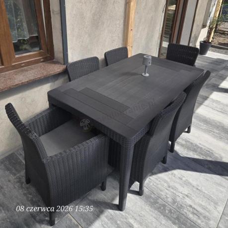 Meble ogrodowe stół 160x90cm i 6 krzeseł Meblobranie TG6 grafit
