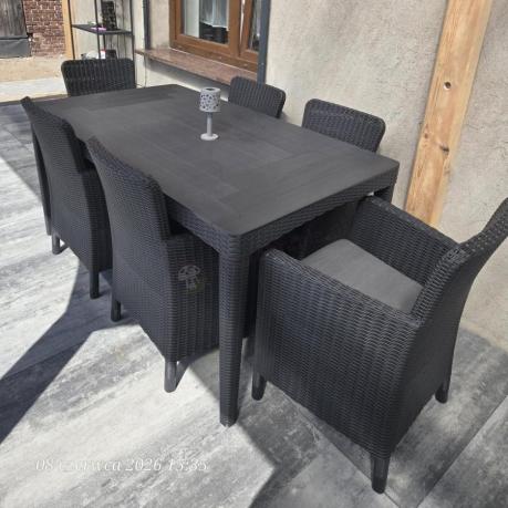 Meble ogrodowe stół 160x90cm i 6 krzeseł Meblobranie TG6 grafit