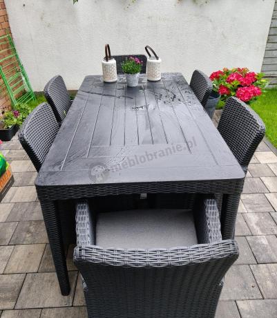 Meble ogrodowe stół 160x90cm i 6 krzeseł Meblobranie TG6 grafit