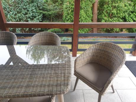 Meble ogrodowe technorattan 6 krzeseł i stół Cioso Dining 6+1 - Beige