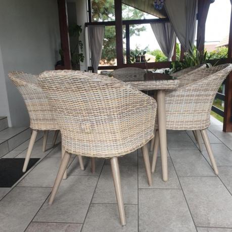 Meble ogrodowe technorattan 6 krzeseł i stół Cioso Dining 6+1 - Beige