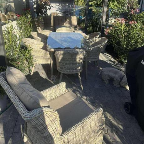 Meble ogrodowe technorattan 6 krzeseł i stół Cioso Dining 6+1 - Beige