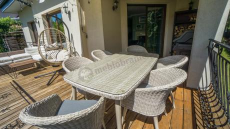 Meble ogrodowe technorattan 6 krzeseł i stół Cioso Dining 6+1 - Creme