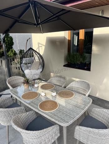Meble ogrodowe technorattan 6 krzeseł i stół Cioso Dining 6+1 - Creme