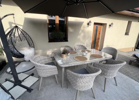 Meble ogrodowe technorattan 6 krzeseł i stół Cioso Dining 6+1 - Creme