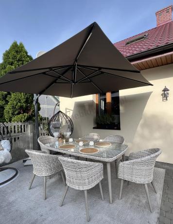 Meble ogrodowe technorattan 6 krzeseł i stół Cioso Dining 6+1 - Creme