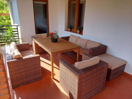 Meble ogrodowe technorattan z wysokim stołem 150x90cm Carmel