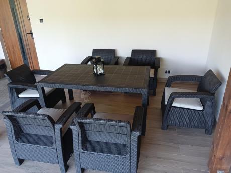 Meble ogrodowe z 6 fotelami i dużym stołem 160x95cm Corfu Fiesta CM6 Brązowe