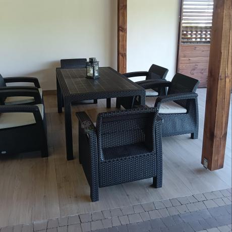 Meble ogrodowe z 6 fotelami i dużym stołem 160x95cm Corfu Fiesta CM6 Brązowe